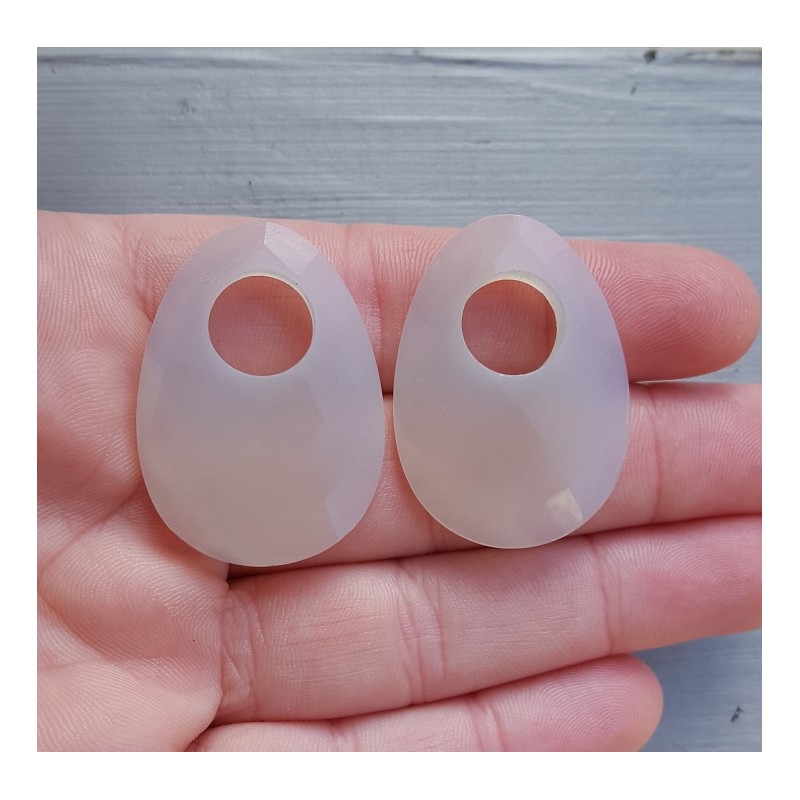 Creool hanger set met ovale grijze Chalcedoon