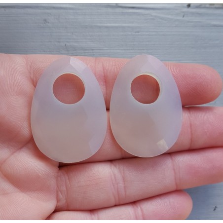 Creool hanger set met ovale grijze Chalcedoon