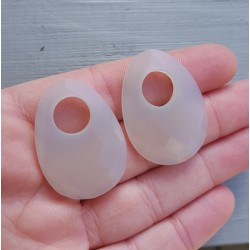 Creool hanger set met ovale grijze Chalcedoon