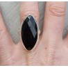 Zilveren ring gezet met marquise facet Onyx 17.5 mm