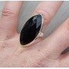 Zilveren ring gezet met marquise facet Onyx 17.5 mm