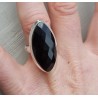 Zilveren ring gezet met marquise facet Onyx 17.5 mm
