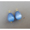 Vergulde losse hanger set met blauwe Kattenoog
