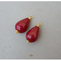 Vergulde losse hanger set met rode Jade