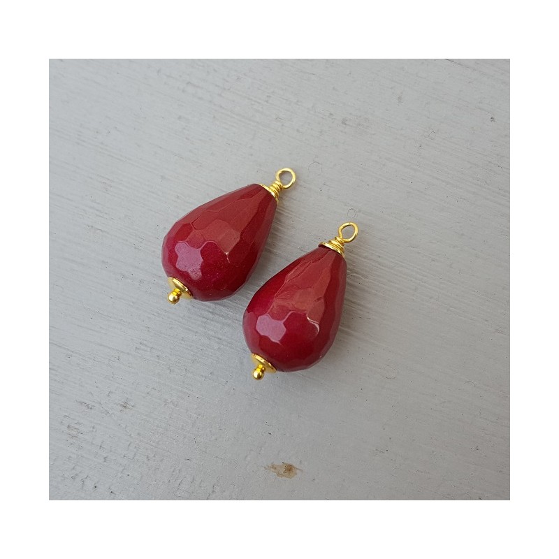 Vergulde losse hanger set met rode Jade