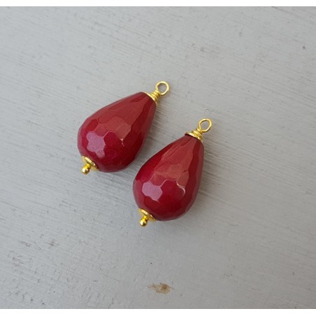 Vergulde losse hanger set met rode Jade