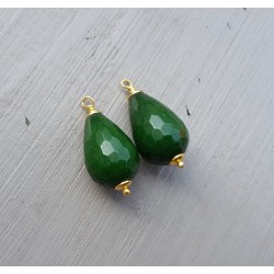 Vergulde losse hanger set met groene Jade