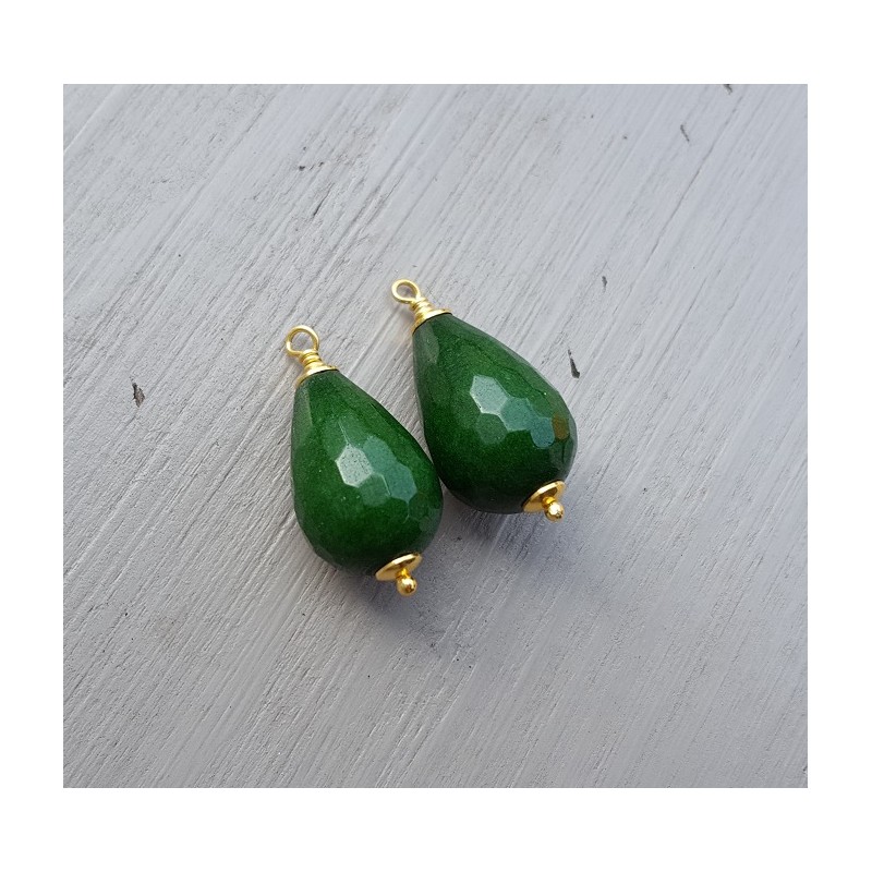 Vergulde losse hanger set met groene Jade