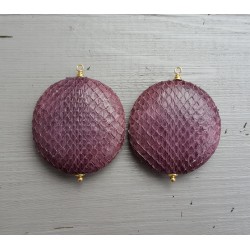 Vergulde losse hanger set met ronde paarse slangenleer hanger
