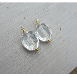 Vergulde losse hanger set met ovale Bergkristal