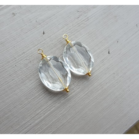 Vergulde losse hanger set met ovale Bergkristal