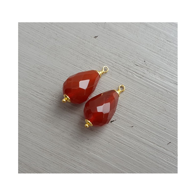 Vergulde losse hanger set met Carneool