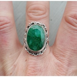 Zilveren ring gezet met Emerald 19 mm