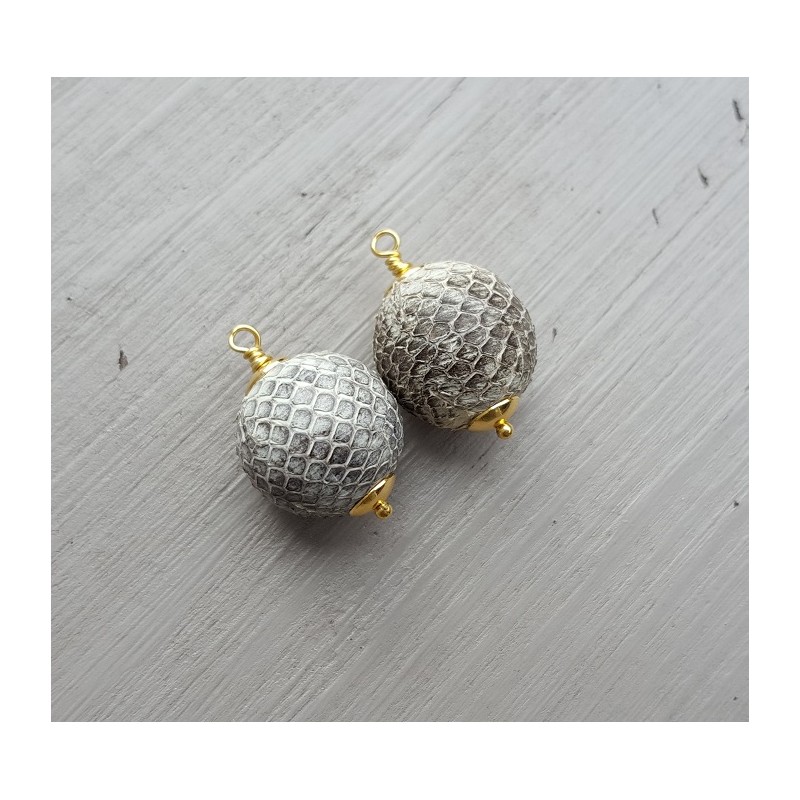 Vergulde losse hanger set met bol van Slangenleer