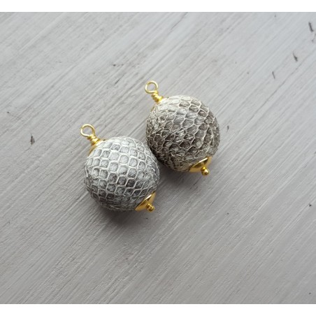 Vergulde losse hanger set met bol van Slangenleer