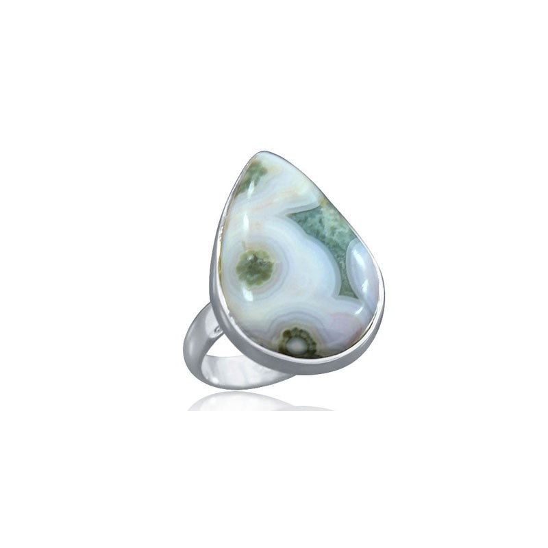 Zilveren edelsteen ring met Oceaan Jaspis maat 17.3 mm