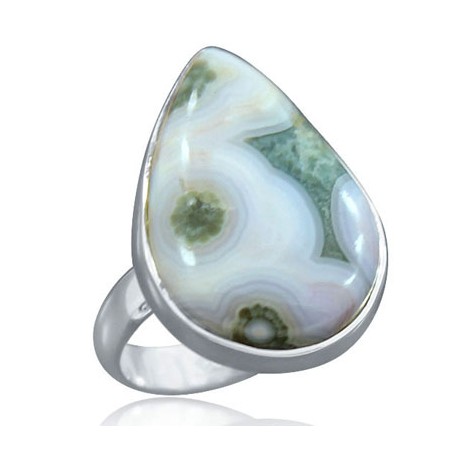 Zilveren edelsteen ring met Oceaan Jaspis maat 17.3 mm
