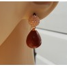 Rosé vergulde oorbellen met rode Jaspis briolet