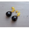 Oorbellen met zeester en zwarte Onyx briolet