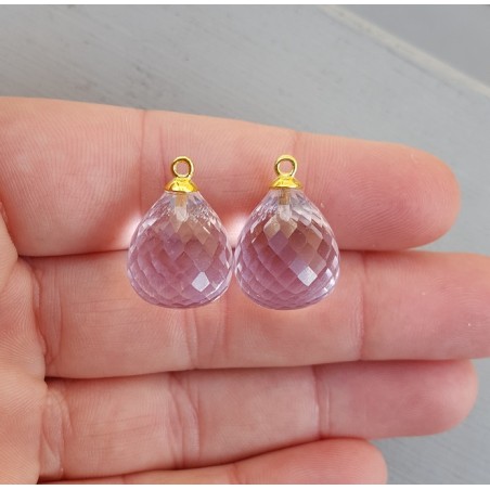 Vergulde losse hanger set met roze Topaas briolet