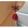 Vergulde losse hanger set met roze Toermalijn quartz briolet