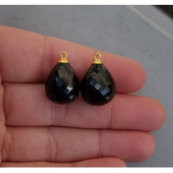 Vergulde losse hanger set met zwarte Onyx briolet