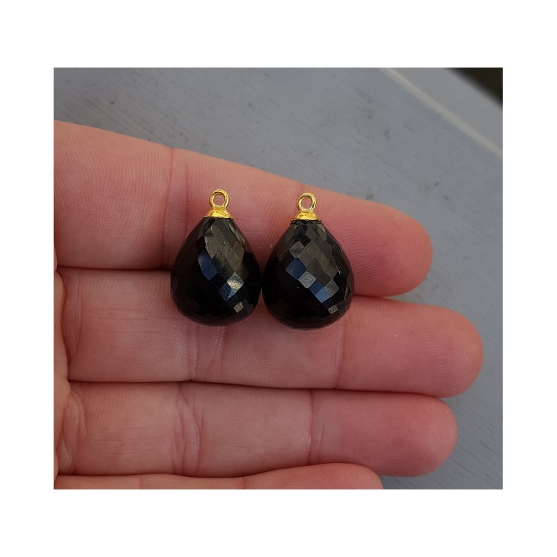 Vergulde losse hanger set met zwarte Onyx briolet