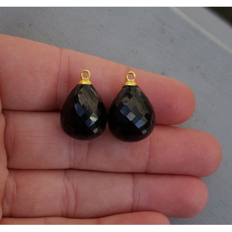 Vergulde losse hanger set met zwarte Onyx briolet