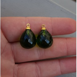 Vergulde losse hanger set met Peridot quartz briolet