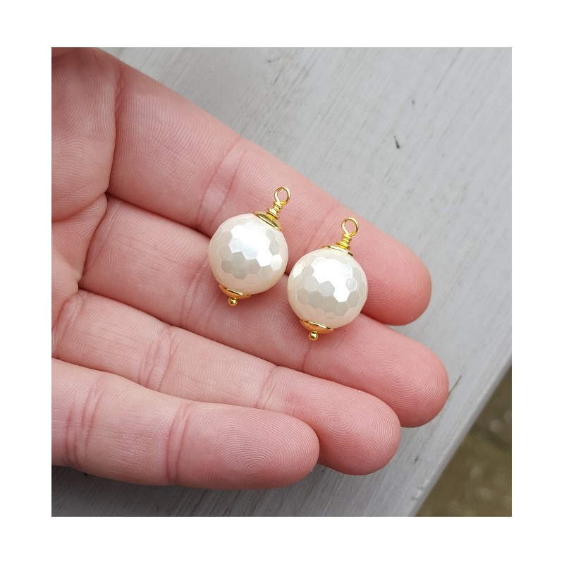 Vergulde losse hanger set met bol van Parelmoer