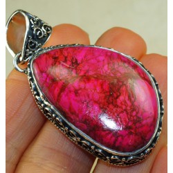 Zilveren edelsteen hanger roze Sediment Jasper vintage