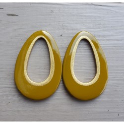 Hanger set met druppel hanger kaki groene Buffelhoorn gouden binnenkant