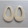 Hanger set met druppel hanger beige Buffelhoorn gouden binnenkant