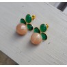 Vergulde oorbellen groene Onyx, Emerald groene quartz en Maansteen