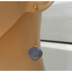 Lange oorbellen met blauwe Aventurijn briolet