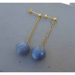 Lange oorbellen met blauwe Aventurijn briolet