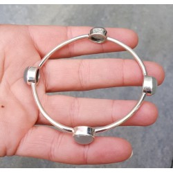 Zilveren armband / bangle gezet met Aquamarijn