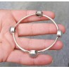 Zilveren armband / bangle gezet met Aquamarijn