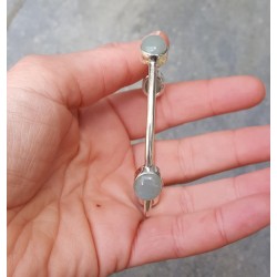 Zilveren armband / bangle gezet met Aquamarijn