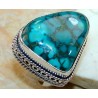 Zilveren edelsteen ring Turkoois in vintage setting maat 18.9 mm