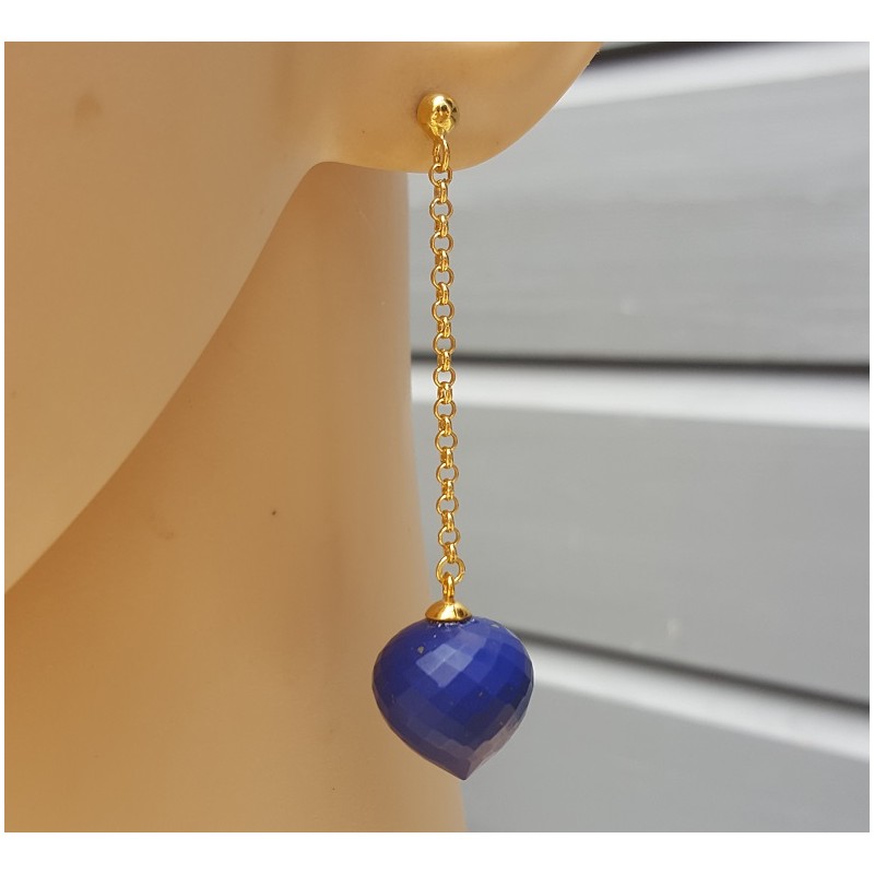 Lange oorbellen met Lapis Lazuli briolet