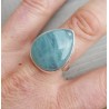 Zilveren ring gezet met druppelvormige Aquamarijn 18.5 mm