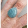 Zilveren ring gezet met druppelvormige Aquamarijn 18.5 mm