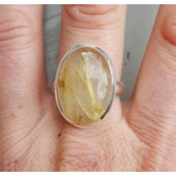 Zilveren ring met ovale gouden Rutielkwarts 19 mm