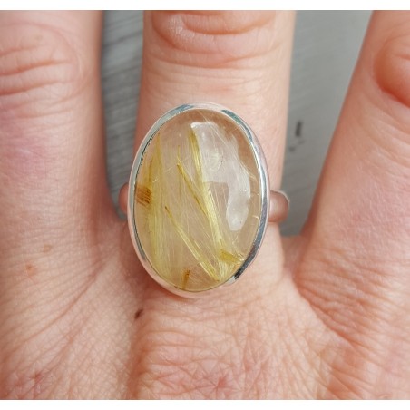 Zilveren ring met ovale gouden Rutielkwarts 19 mm