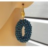 Oorbellen ovale hanger van jeans blauwe kristallen