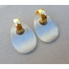 Creolen met ovale witte Kattenoog hanger