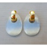 Creolen met ovale witte Kattenoog hanger