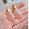 Vergulde oorbellen met grote roze Chalcedoon briolet