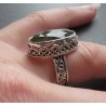 Zilveren ring groene Amethist bewerkte setting maat 17.3 mm
